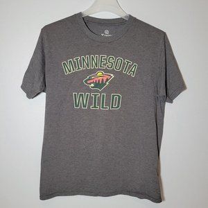 Minnesota Wild Tshirt Mens Hockey Grey Short Sleeve Size Large